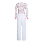 Adult El Costume White Floral Print Top and Pants Outfit for Cosplay Themed Parties