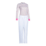 Adult El Costume White Floral Print Top and Pants Outfit for Cosplay Themed Parties