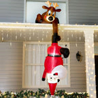 8ft Hanging Christmas Inflatables Decoration Reindeer and Climbing Santa with Light Outdoor Indoor Decoration