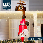 8ft Hanging Christmas Inflatables Decoration Reindeer and Climbing Santa with Light Outdoor Indoor Decoration