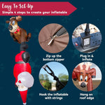 8ft Hanging Christmas Inflatables Decoration Reindeer and Climbing Santa with Light Outdoor Indoor Decoration