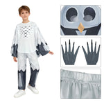 Kids The Owl Costume Forest Survival White Outfit Coat Pants Helmet and Gloves Full Set