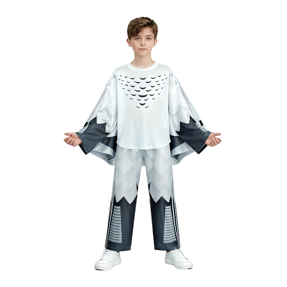 Kids The Owl Costume Forest Survival White Outfit Coat Pants Helmet and Gloves Full Set