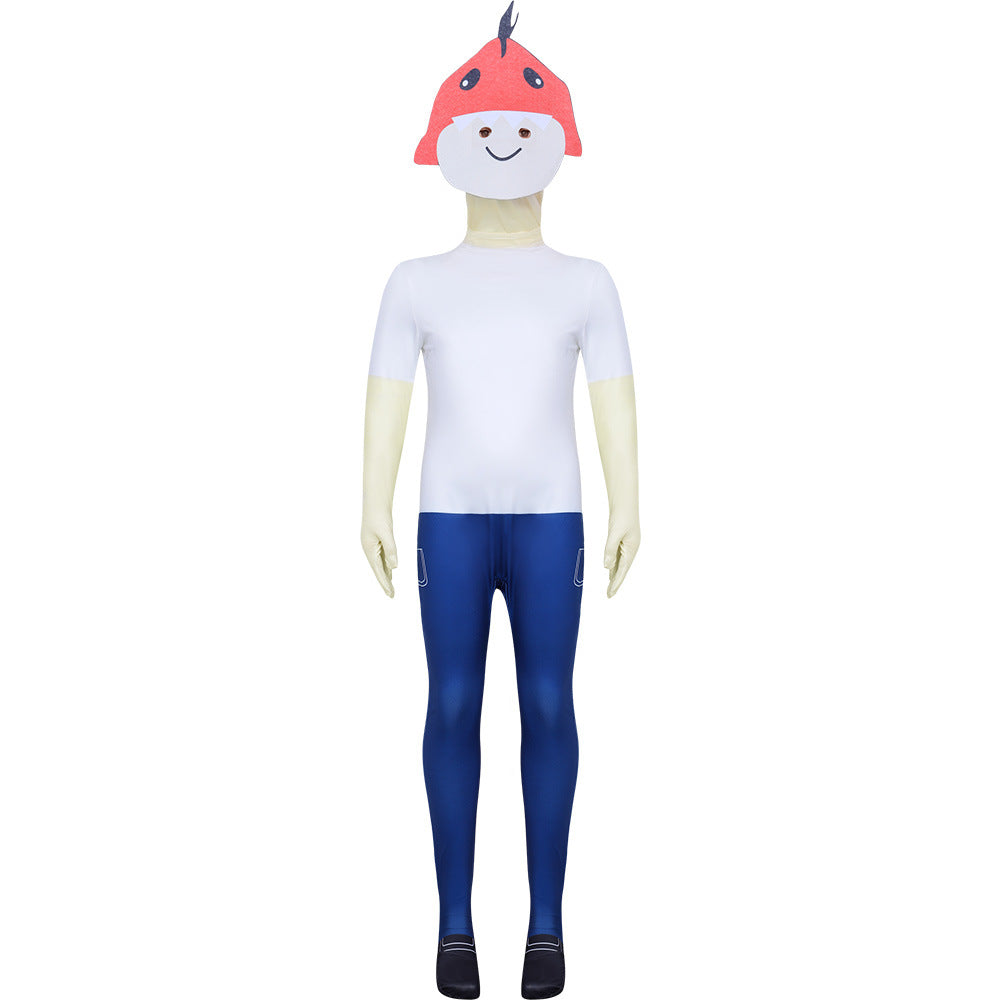 Missing Kid Costume White Jumpsuit and Helmet The Forest Survival Outfit for Game Player