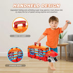 Kids Dinosaur 3-In-1 Transport Truck with 8 Race Cars Ejection Folding Track Portable Vehicles Set