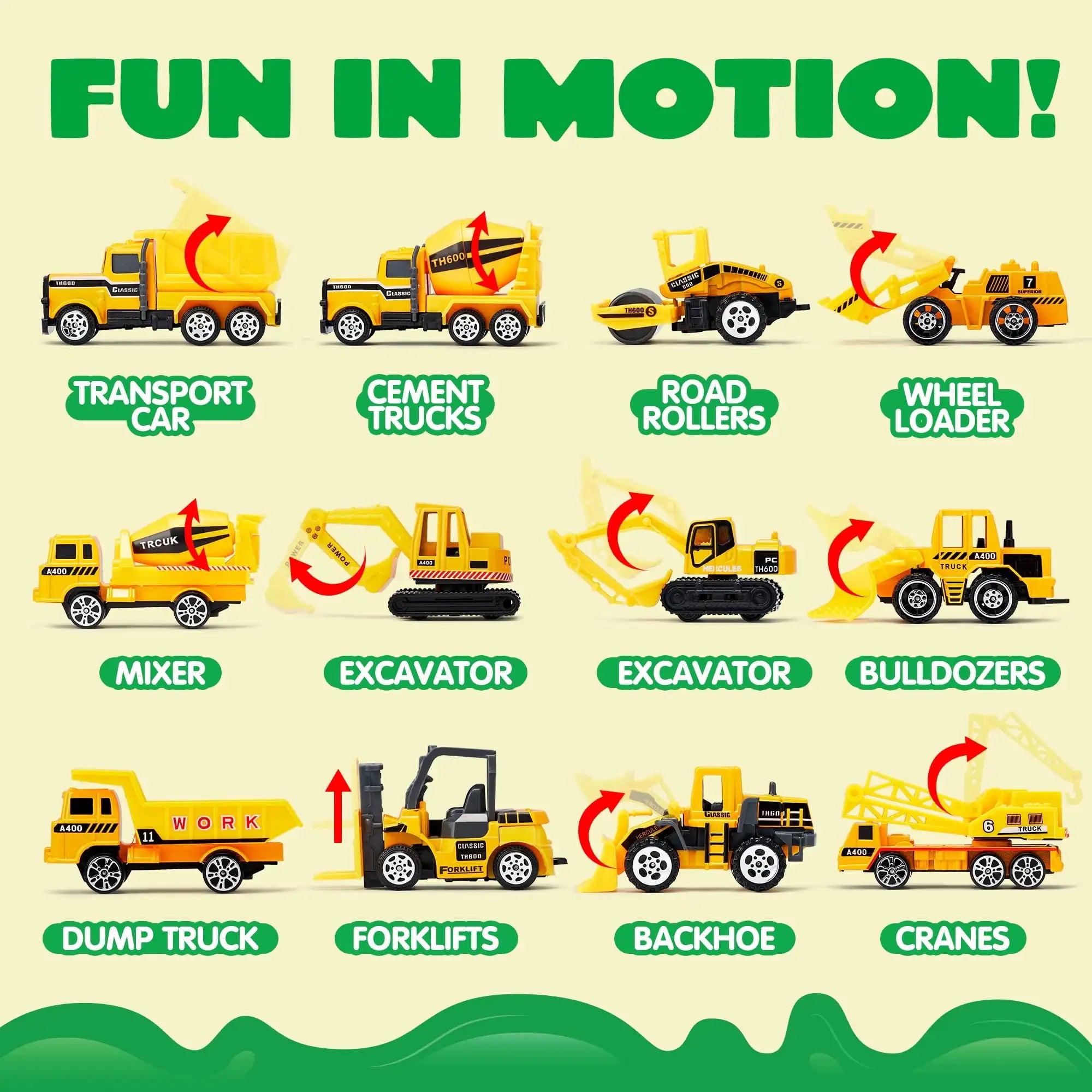 Kids Construction Truck Set Push and Go Cars Transporter Truck with Sounds and Light