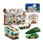 1958pcs Christmas Vacation Village Building Blocks with Light Village Model Buildings Kits Christmas Gift