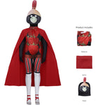 Kids Brainrot Costume Red Brri Brri Jumpsuit Cape and Helmet Set for Cosplay Themed Party