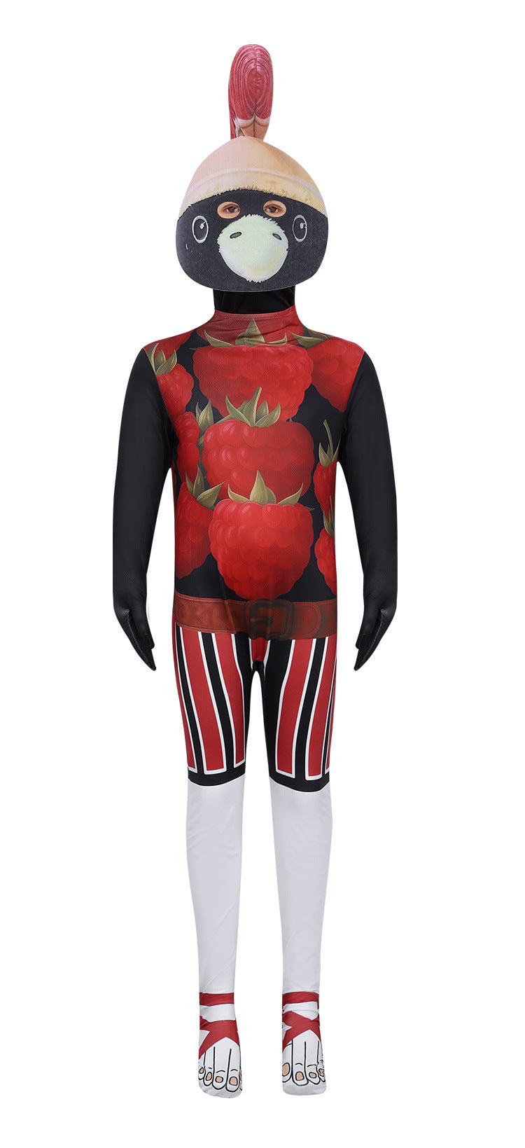 Kids Brainrot Costume Red Brri Brri Jumpsuit Cape and Helmet Set for Cosplay Themed Party