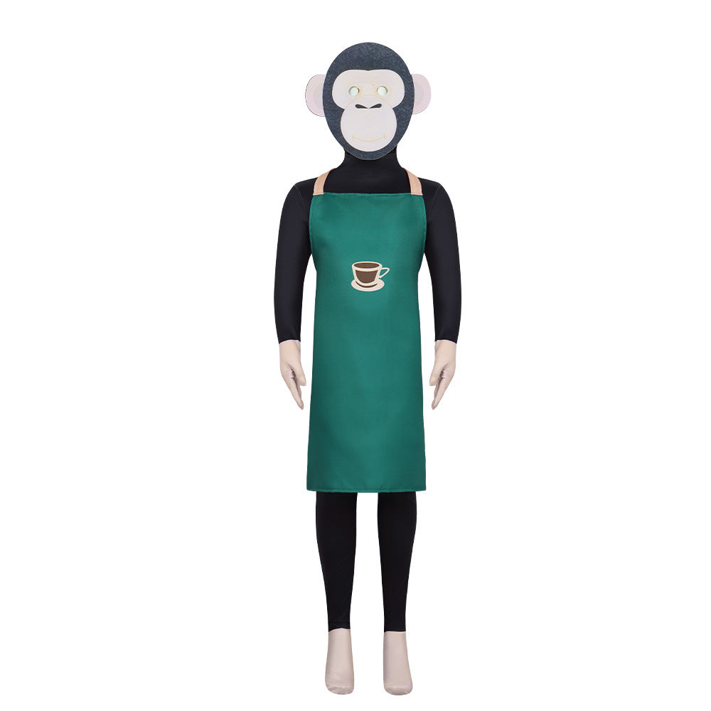 Brainrot Cosplay Outfit Green Money Banana Chimpanzini Jumpsuit Apron and Helmet for Carnival