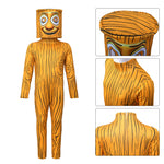 Kids Wooden Bat-wielding Ghost Costume Tung Tung Tuang Outfit with Inflatable Wooden Stick