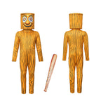 Kids Wooden Bat-wielding Ghost Costume Tung Tung Tuang Outfit with Inflatable Wooden Stick