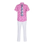 Nick Outfit Pink Shirt Pants Hat and Tie Costume Set for Vacation Cosplay