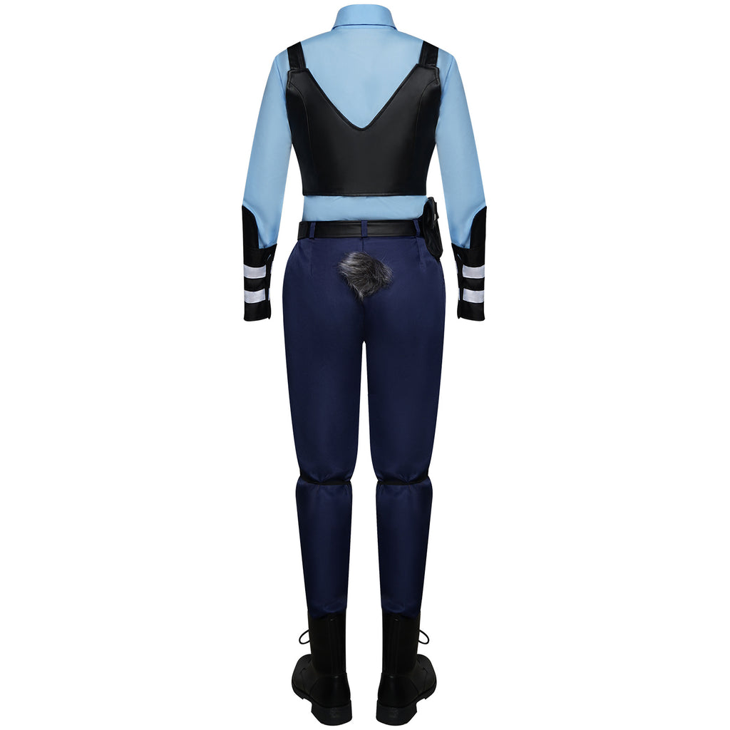 Officer Judy Costume Blue Police Uniform with Badge Tail Ear Waistbag Complete Cosplay Suit