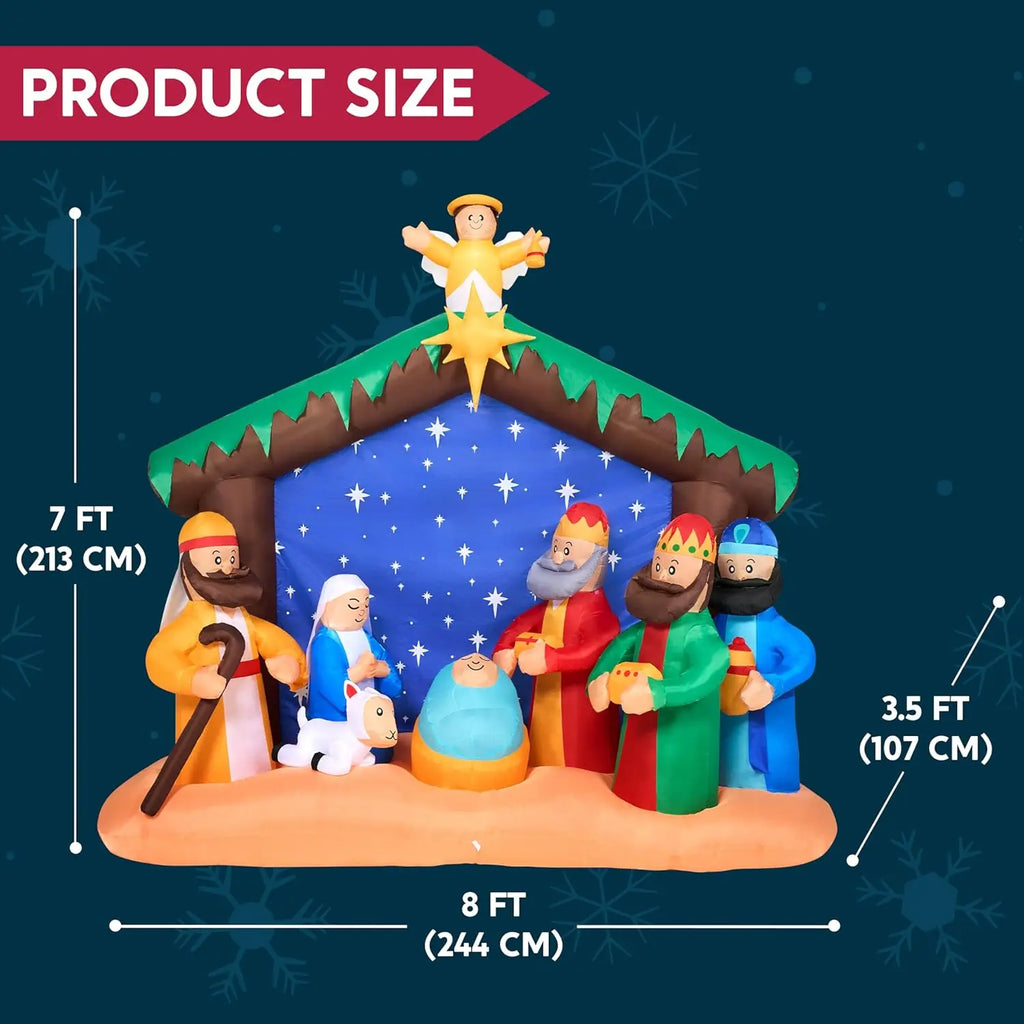 Christmas Inflatables Nativity Scene with Angels Light Inflatables Toys Set Outdoor Indoor Decoration