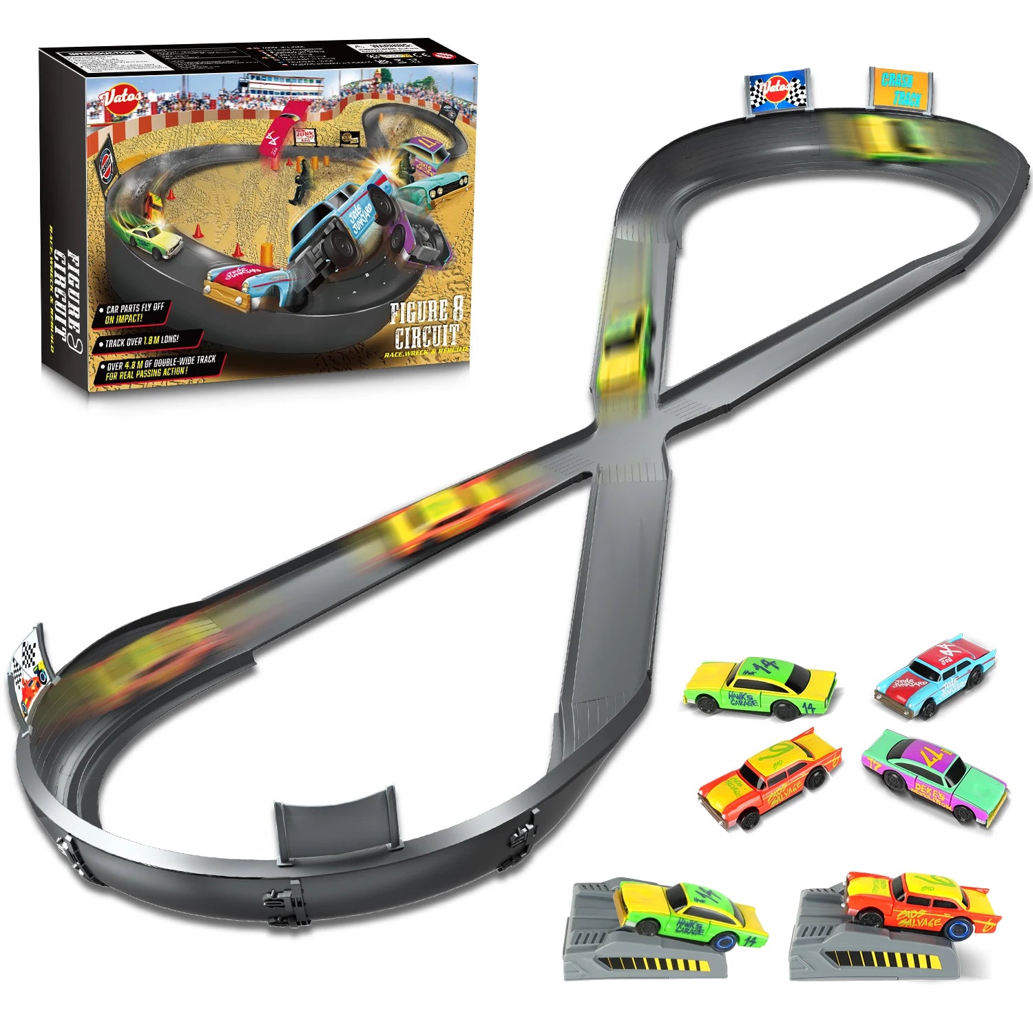 Kids Crash Racing Track Set with 4 Rechargeable Crash Car DIY Race Car Holiday Gifts