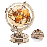 180pcs Wooden Puzzle Globe Model with LED Light 3D Illuminated Rotating Globe for Adult and Kids