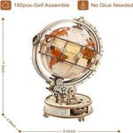 180pcs Wooden Puzzle Globe Model with LED Light 3D Illuminated Rotating Globe for Adult and Kids