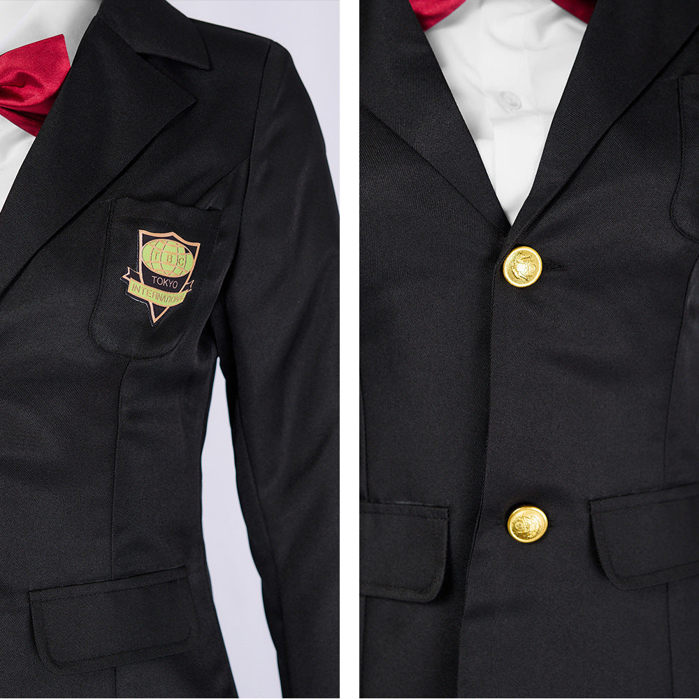 Adult Gogo Yubari Costume Black Bloody Affair Killer Uniform Tops Shirt and Skirt Set for Cosplay