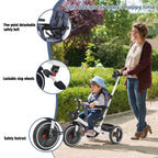 6in1 Folding Baby Tricycle Adjustable Parent Handle Stroller with Removable Canopy Push Car