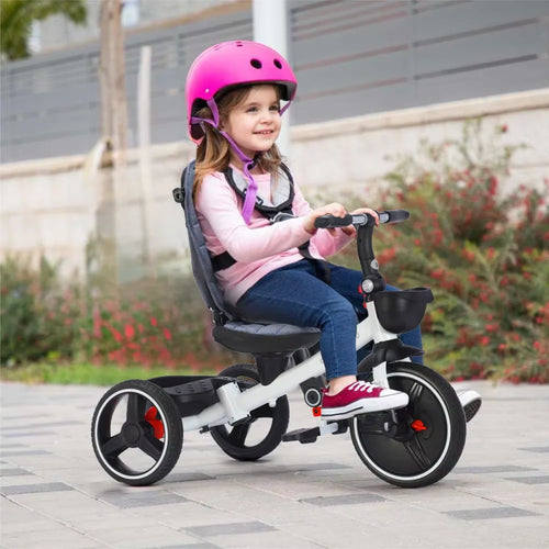 6in1 Folding Baby Tricycle Adjustable Parent Handle Stroller with Removable Canopy Push Car
