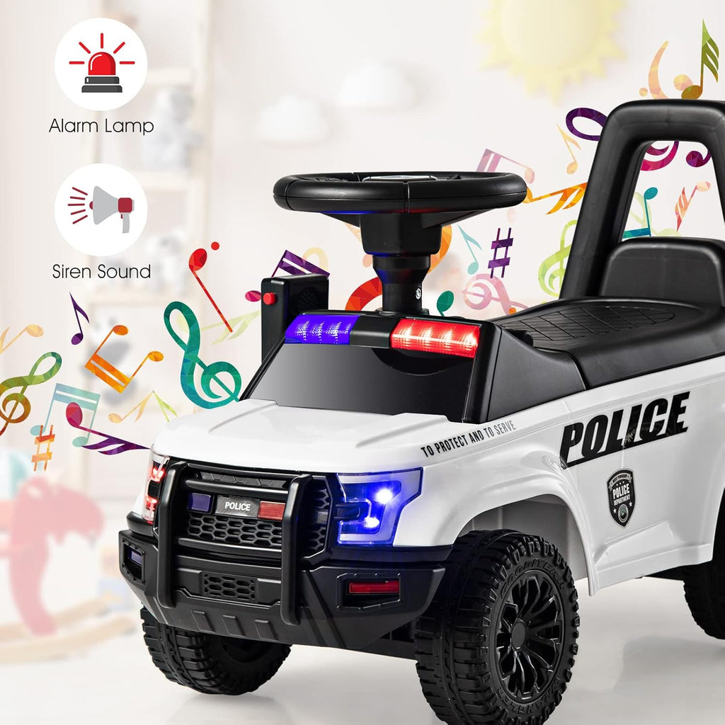 Toddler Ride On Car Police Push Car Foot-to-Floor Sliding Toy with Light Under Seat Storage Holiday Toy
