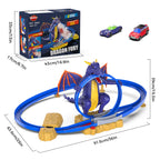 Kids Dragon Track Cars Set with Light & Spray Racing Car Toy Two-player Game Toys Holiday Gift