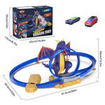 Kids Dragon Track Cars Set with Light & Spray Racing Car Toy Two-player Game Toys Holiday Gift