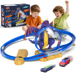 Kids Dragon Track Cars Set with Light & Spray Racing Car Toy Two-player Game Toys Holiday Gift