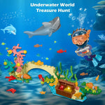 Floatable Boat Building Block Set with LED Light Ocean Arctic Explorer Ship Helicopter Sub Exploration Toy