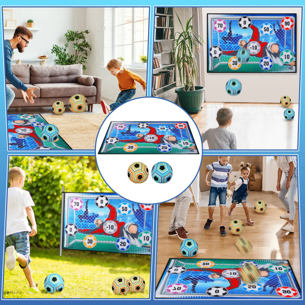 Kids Football Game Set Toss Soccer Goal Game with Velcro Balls Indoor Outdoor Toys