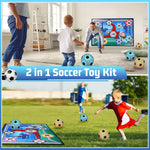Kids Football Game Set Toss Soccer Goal Game with Velcro Balls Indoor Outdoor Toys