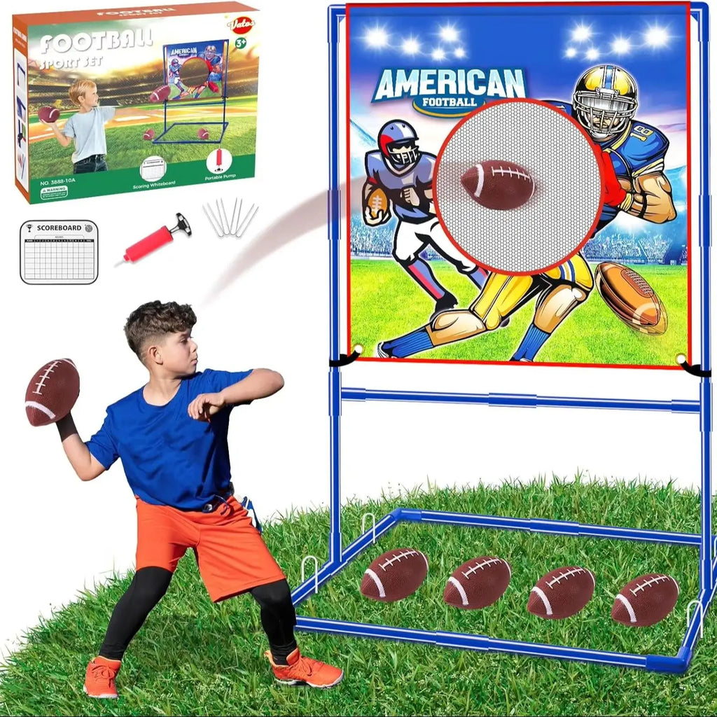 Football Throwing Target Games with 4 Inflatable Rugby Balls Garden Backyard Toss Sport Indoor Outdoor Toy
