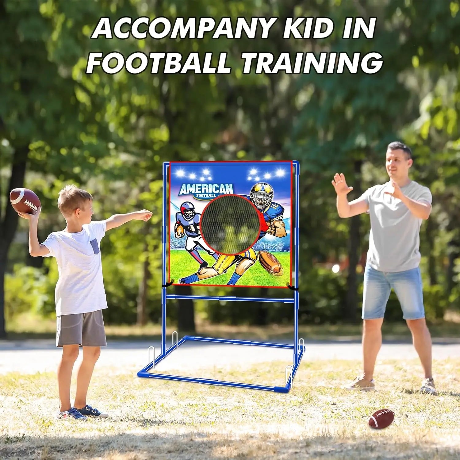 Football Throwing Target Games with 4 Inflatable Rugby Balls Garden Backyard Toss Sport Indoor Outdoor Toy