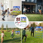 Football Throwing Target Games with 4 Inflatable Rugby Balls Garden Backyard Toss Sport Indoor Outdoor Toy