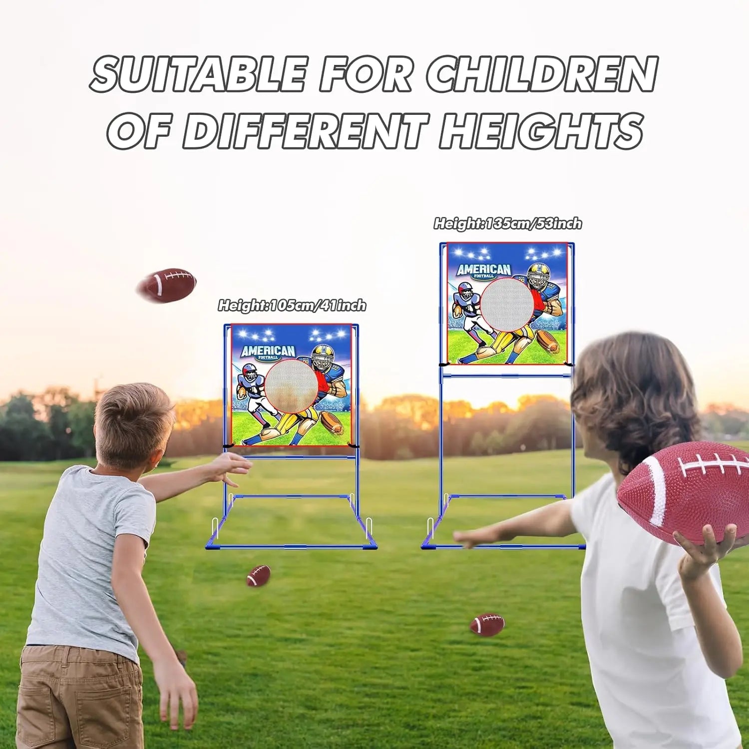 Football Throwing Target Games with 4 Inflatable Rugby Balls Garden Backyard Toss Sport Indoor Outdoor Toy