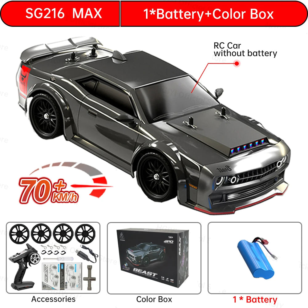1/16 RC Drift Car 2.4G Remote Control Racing Car with LED Lights 4WD Brushed/Brushless Car