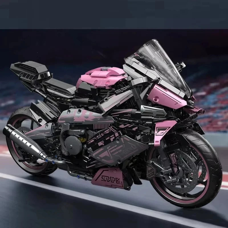 Motorcycle Building Blocks Kit Racing Motorcycle Model Desk Ornament for Kids and Adults