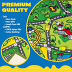 Kids City Map with 12 Cars Pull-Back Vehicle Set Play Track Rugs Holiday Gift