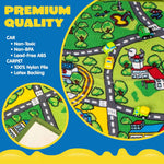 Kids City Map with 12 Cars Pull-Back Vehicle Set Play Track Rugs Holiday Gift