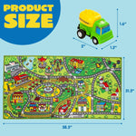 Kids City Map with 12 Cars Pull-Back Vehicle Set Play Track Rugs Holiday Gift