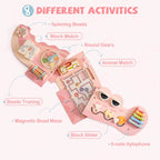 Toddlers Wooden Busy Board Learning Toy Wall Mounted Activity Centre with Gears Maze Toy