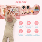 Toddlers Wooden Busy Board Learning Toy Wall Mounted Activity Centre with Gears Maze Toy