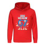 Six-Seven in Steal A Brainrot Costume Hooded Sweatshirt and Cap Trendy Outfit 67 Meme Hoodie for Boys Girls