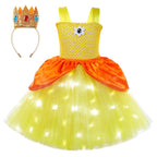 Light Up Princess Dress Pink Peach Tulle Tutu Dress with Crown for Birthday Party