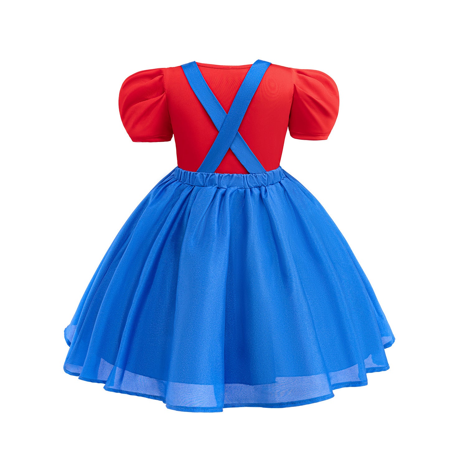 Super Bro Dress Blue Puff Sleeve Adventure Costume for Little Fans Game Player