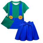 3pcs Plumber Hero Outfit Cute Shirt Pleated Bow Skirt and Matching Bag