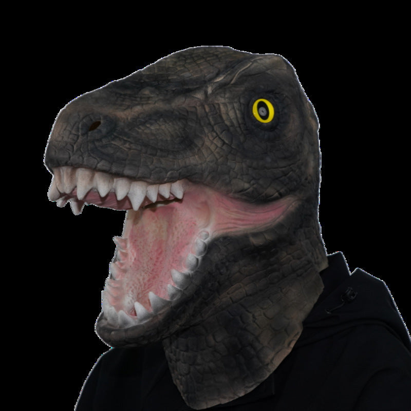 Dino Mask Realistic Latex Velociraptor Head Mask Jurassic Cosplay Halloween Costume Accessory