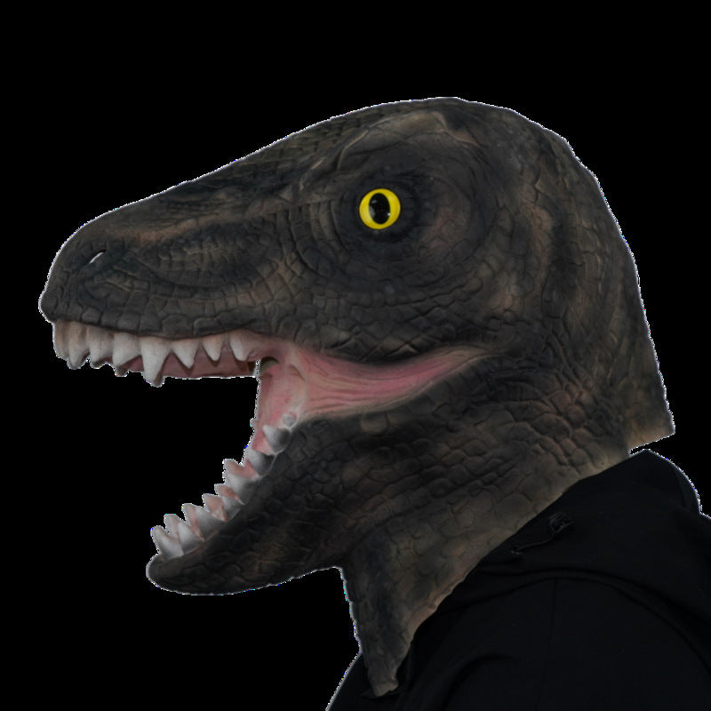 Dino Mask Realistic Latex Velociraptor Head Mask Jurassic Cosplay Halloween Costume Accessory