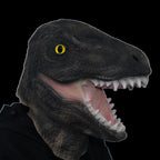 Dino Mask Realistic Latex Velociraptor Head Mask Jurassic Cosplay Halloween Costume Accessory